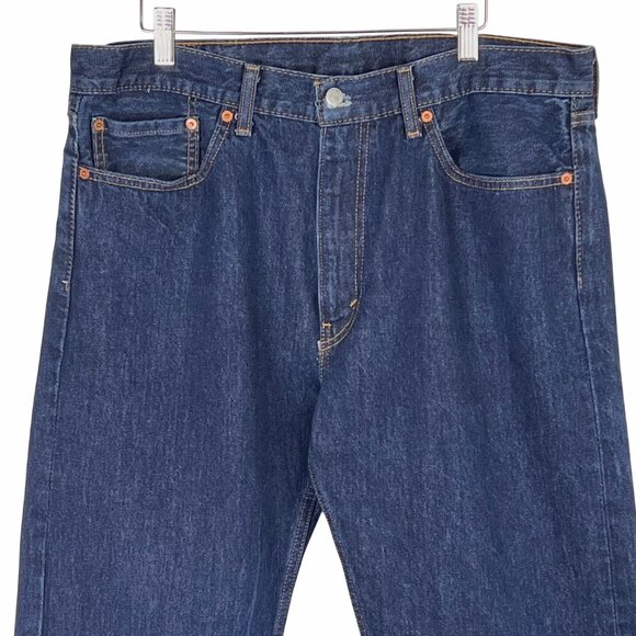 Levis 505 Mens Straight Leg Jeans W38 L30 Dark Blue Denim VGUC *See Description - Picture 3 of 16